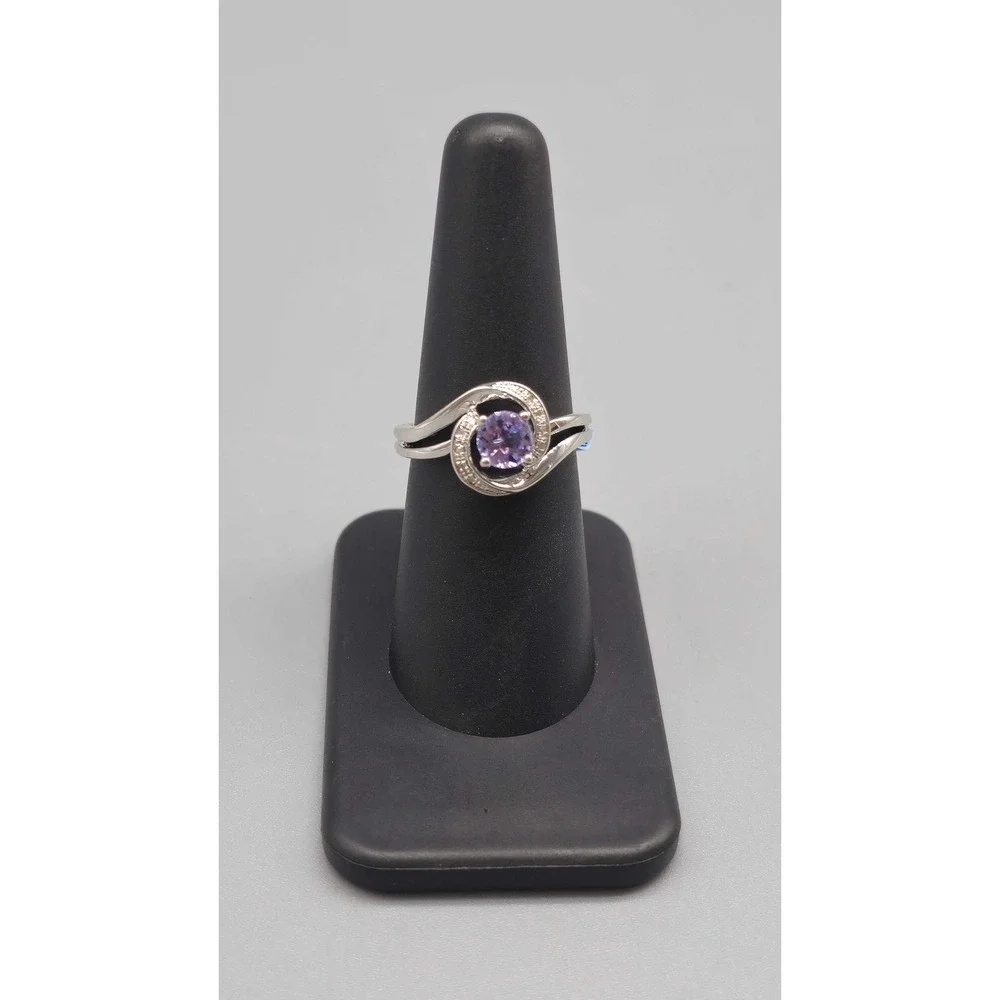 .925 SILVER DIAMOND & TANZANITE RING SIZE 7 4G (GNH022911)